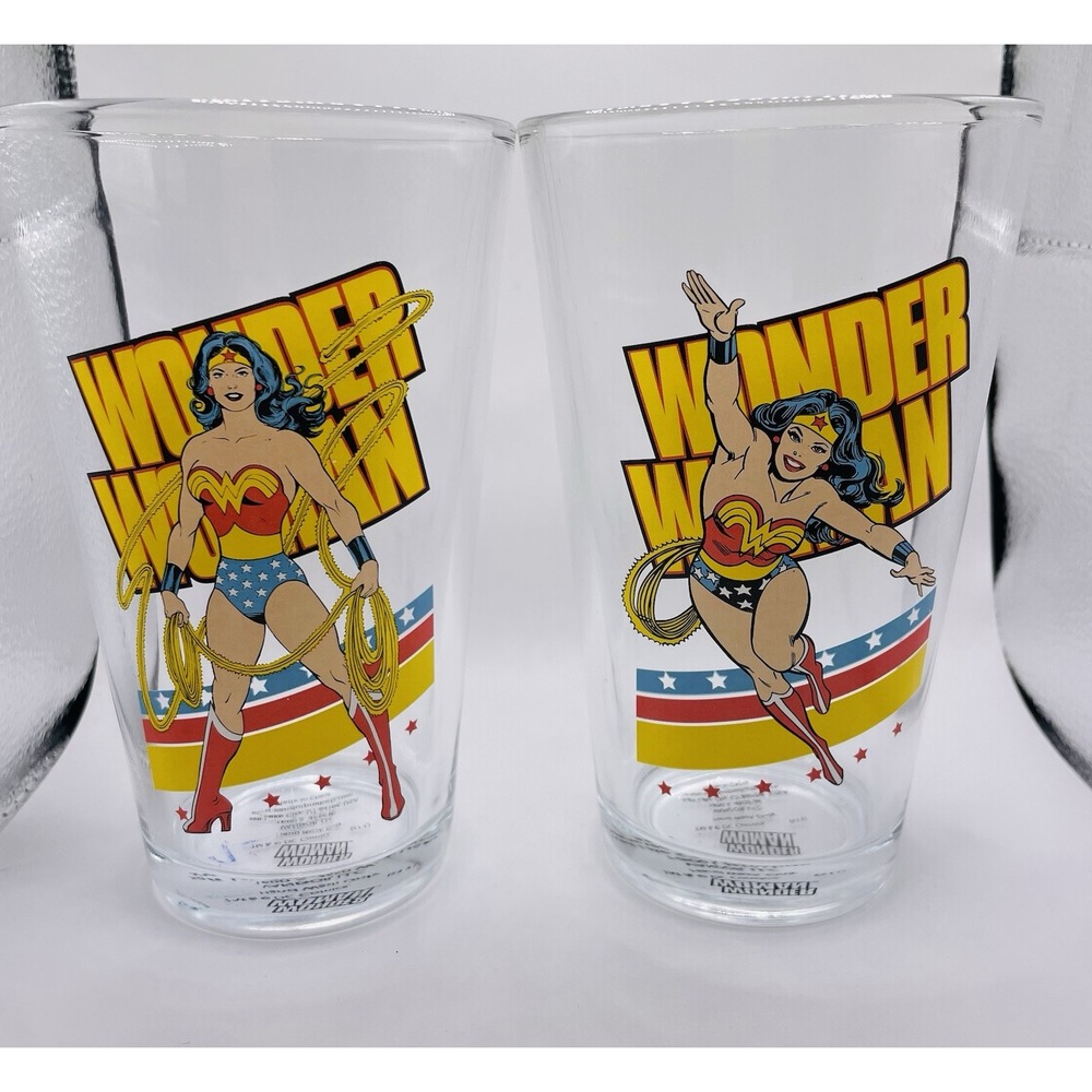 Vandor WONDER WOMAN Set Of Pint Glasses NEW DC Comics